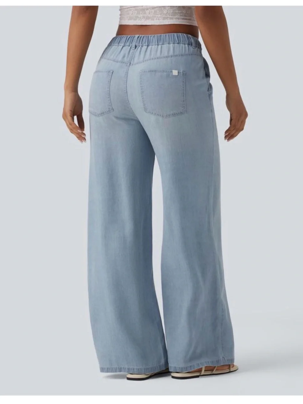 HALARA MidRise Drawstring Casual Jeans with Pockets in Malibu Blue Large Tall